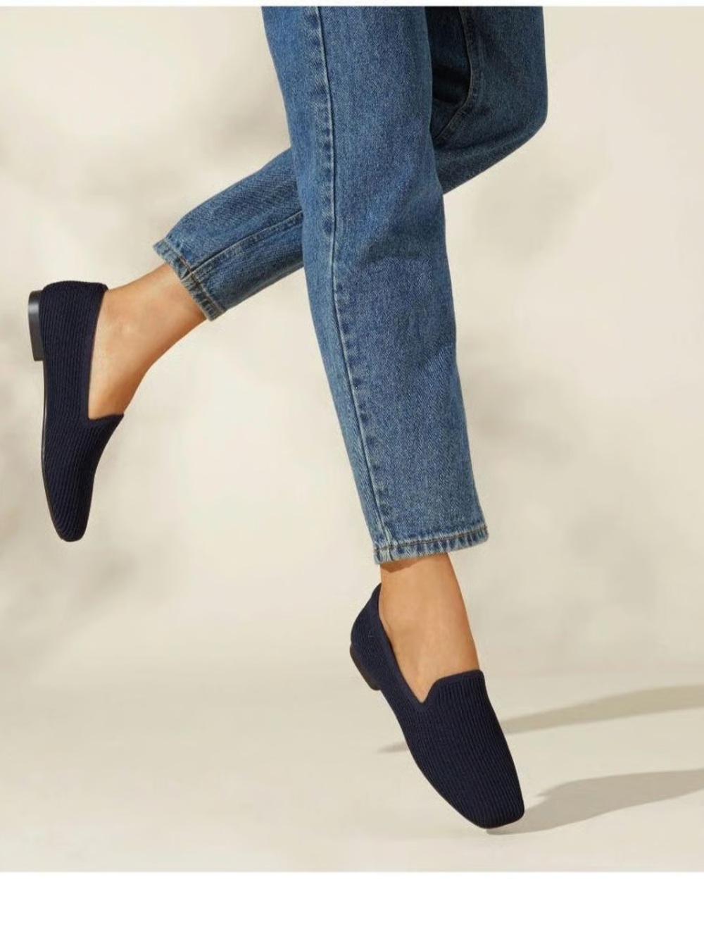 Women’s Knit Slip-On Loafer in Navy – Lightweight Everyday Flat
